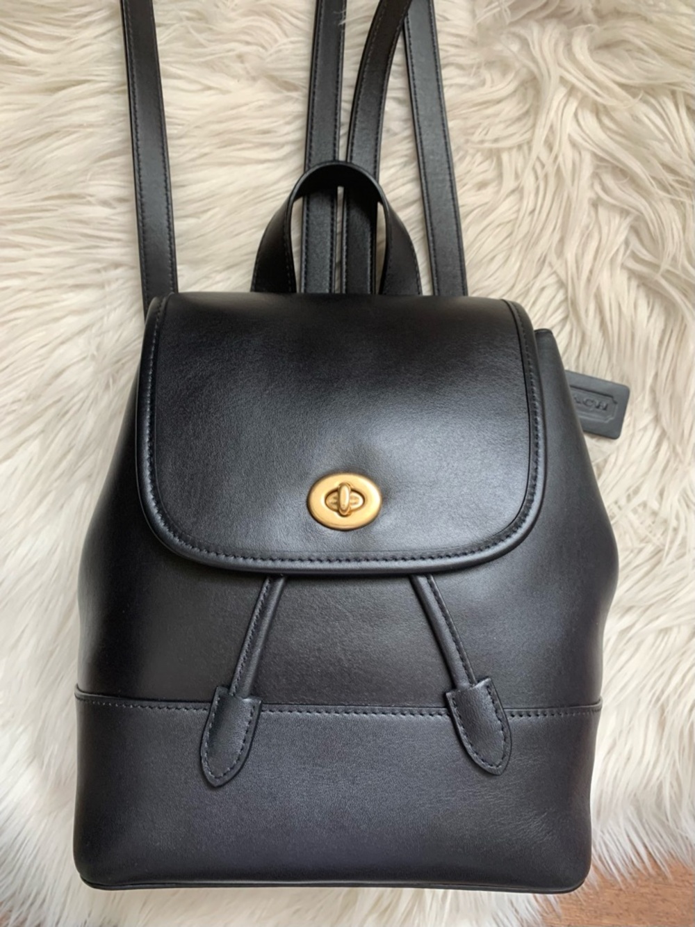 Coach Originals Turnlock Backpack Leather Black - Picture 3 of 15
